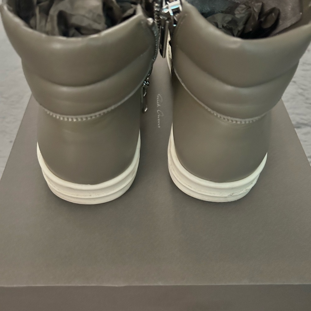 Rick Owens Island Dunk Leather High-Top Sneakers - Sz 38 - Picture 3 of 5